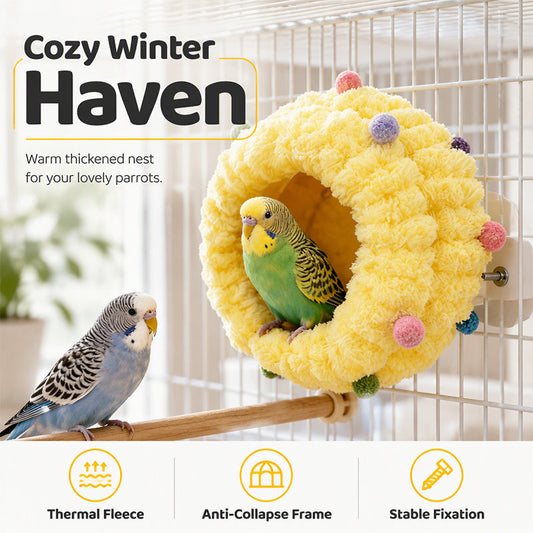 🐦50% OFF NOW! Soft Comfortable Hanging Bird Bed – Warm Thickened Plush Parrot Nest, Anti-Collapse Frame Stable Fixation Winter Bird Cave for Budgies, Parakeets & Small Birds