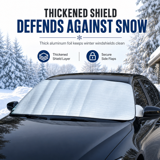 ❄️50% OFF NOW! Double-Sided Windshield Snow Cover – Thickened Aluminum Foil Winter Car Windshield Shield, Secure Side Flaps Anti-Frost Anti-Ice Sun Protection Cover for Most Vehicles