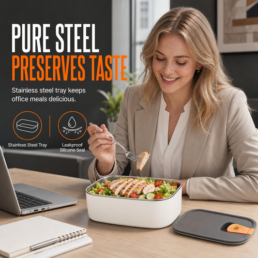 🍱50% OFF NOW! Leakproof 304 Stainless Steel Lunch Box – Microwave Safe Divided Food Container for Office & School Meal Prep