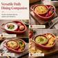 🥣✨50% OFF NOW! Retro Ceramic Divided Baking Dish – Vintage Embossed Divided Serving Bowl with Handle, Heat Resistant for Chips & Dip, Party Serving Platter for Snacks & Appetizers