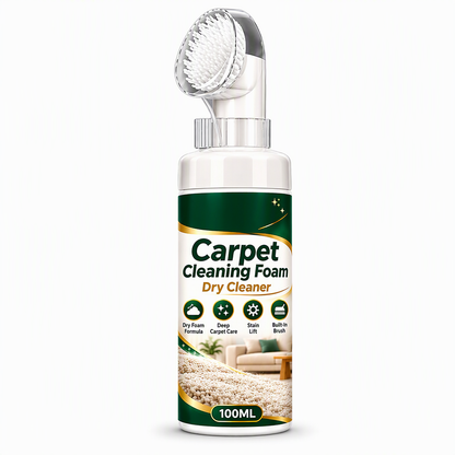 🧼50% OFF NOW! Carpet Cleaning Dry Foam 100ml, Waterless Stain Remover Foam with Built-in Silicone Brush & Microfiber Towel, Cleaner for Carpet, Sofa & Upholstery