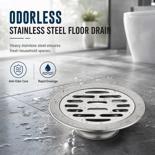🚿💧50% OFF NOW! Brushed Stainless Steel Round Floor Drain with Deodorizing Core – Fast Water Drainage Anti-Odour Floor Drain, Fits Bathroom, Shower & Washing Machine