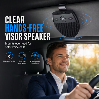 🚗50% OFF NOW! SP11 Car Sun Visor Bluetooth Hands Free Speakerphone, Vibration Auto Power On, A2DP Music Streaming, Caller ID Voice Prompt, Bluetooth 5.0 Visor Mount Speaker for Safe Driving Calls