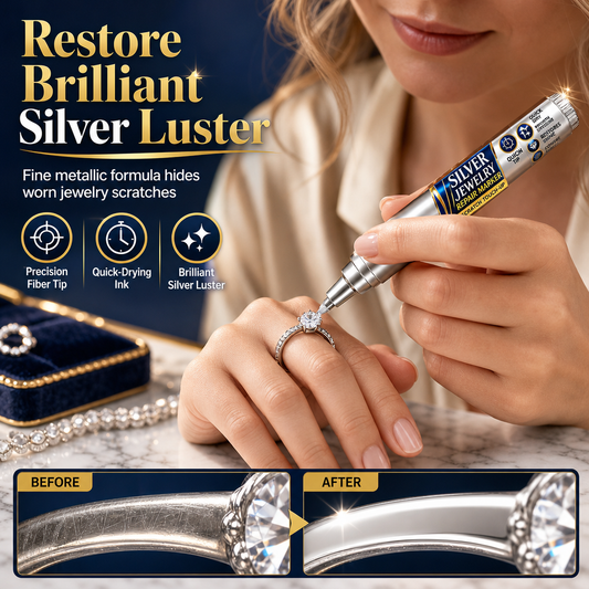 ✨50% OFF NOW! Silver Jewelry Repair Touch-Up Pen, Restore Brilliant Silver Luster, Quick-Drying, Precision Fiber Tip, Hide Scratches on Silver Rings Necklaces Bracelets