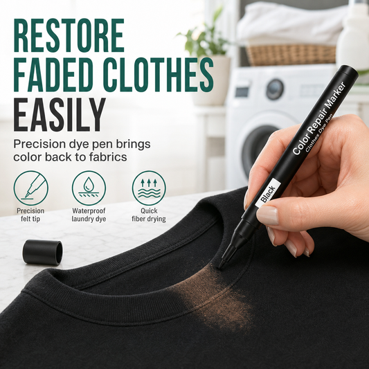 🖊️50% OFF NOW! Fabric Color Restoration Pen for Cotton & Linen, Clothes Dye Marker, Restore Faded Fabric, Waterproof & Quick Drying, Touch-Up Scuffs & Discoloration on Garments