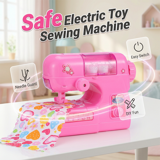 🧵💖50% OFF NOW! Mini Electric Sewing Machine Toy with Needle Guard – Safe Kids Sewing Toy, Educational DIY Craft Toy for Girls