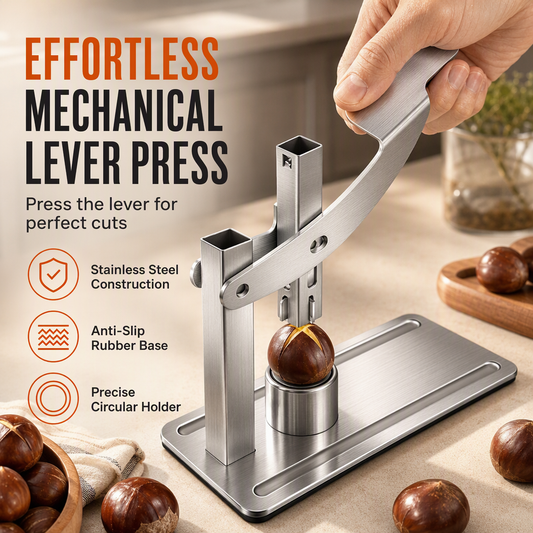 🌰50% OFF NOW! Stainless Steel Chestnut Cracker, Effortless Lever Press Nut Opener with Anti-Slip Base, Manual Chestnut Shell Cutter for Home Kitchen