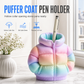✏️50% OFF NOW! Cute Puffer Coat 3D Pen Holder – Rainbow Gradient Jacket Shape Desk Organizer, Creative Stationery Storage Pot for Office & Home Desktop Decor