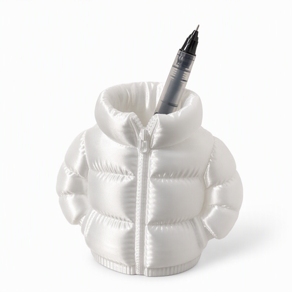 ✏️50% OFF NOW! Cute Puffer Coat 3D Pen Holder – Rainbow Gradient Jacket Shape Desk Organizer, Creative Stationery Storage Pot for Office & Home Desktop Decor