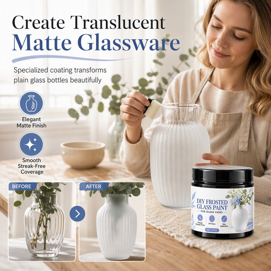 🔥50% OFF NOW! DIY Frosted Glass Paint for Glass Vases – Translucent Matte Glass Coating, Streak-Free Frost Effect Paint for DIY Glassware Home Decor Craft