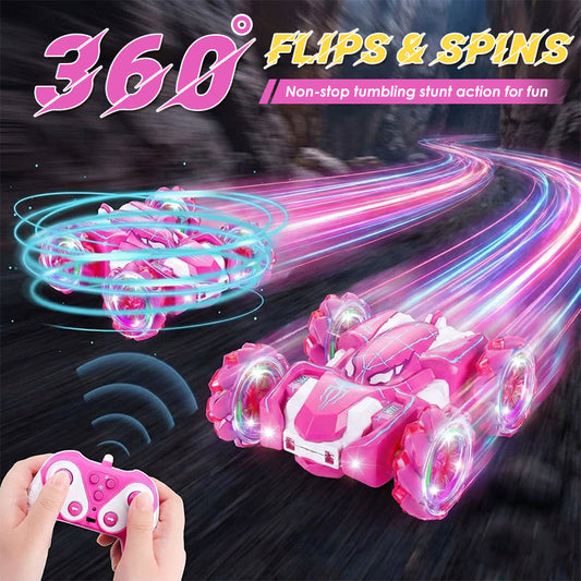 🚗50% OFF NOW! Double-Sided Remote Control Stunt Car – 360° Flips & Spins RC Stunt Vehicle with Colorful Light Wheels, All-Terrain RC Toy Car for Kids