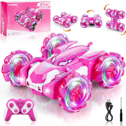 🚗50% OFF NOW! Double-Sided Remote Control Stunt Car – 360° Flips & Spins RC Stunt Vehicle with Colorful Light Wheels, All-Terrain RC Toy Car for Kids