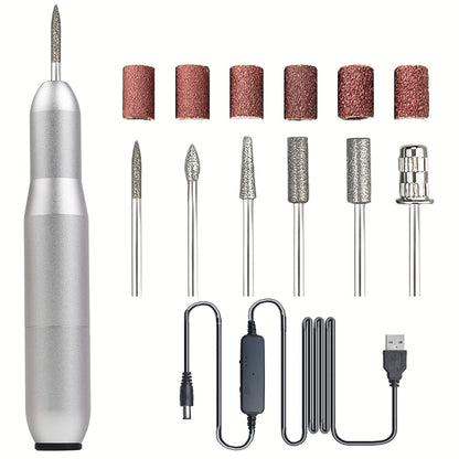 💅50% OFF NOW! Portable USB Electric Nail Drill Pen – Salon-Grade Manicure Pedicure Machine, 20000 RPM Nail File Kit with 6 Metal Bits for Shaping, Buffing & Cuticle Care