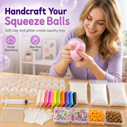 🧸50% OFF NOW! DIY Squeeze Ball Making Kit – Colorful Clay & Glitter Filler Set, Leak-Proof Slow Rising Squishy Toys, No-Mess Handcraft Kit for Kids FB Short Video Ad Copy