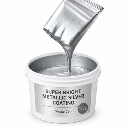 🥈50% OFF NOW! Water Based Metallic Silver Paint – Anti-Rust Outdoor Coating, Mirror Silver Finish for Metal Renovation, 100g
