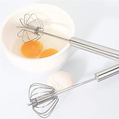 🥚50% OFF NOW! Semi-Automatic Stainless Steel Egg Whisk – Press-Down Rapid Rotation Hand Mixer, Easy Whisking for Eggs, Cream, Batter