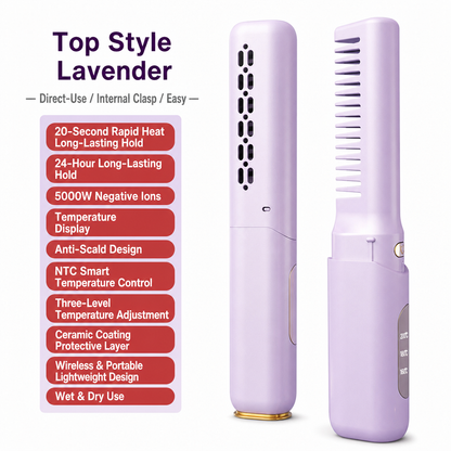 💇‍♀️50% OFF NOW! 2 in 1 Portable Cordless Hair Straightener Brush – Mini Rechargeable Straightening & Curling Comb, Ceramic Glaze Travel Hot Brush, Type-C Fast Charging for On-the-Go Styling FB Short Video Ad Copy