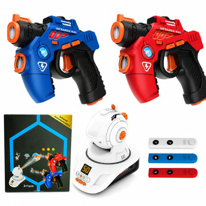 🎄Christmas Specials!🔫50% OFF NOW! Kids Infrared Laser Battle Toy Gun Set – 2 Laser Blasters + 1 Projector Target, Sound & Light Effect, Indoor Arcade Shooting Game Toy for Boys FB Short Video Ad Copy