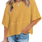 👚50% OFF HOT SALE 54000+ Sold! Women Solid Color Spliced Loose Crop T-Shirt, Flare 3/5 Bell Sleeve Breathable Casual Summer Tee Top
