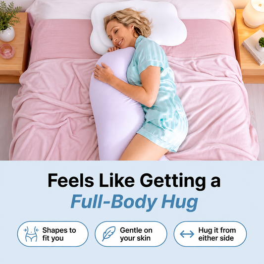 😴50% OFF NOW! Leg‑Clamping Deep Sleep Full‑Body Support Pregnancy Pillow‑ Odorless No‑Collapse Long Body Pillow, Removable Washable Cover for Side Sleepers & Pregnant Women